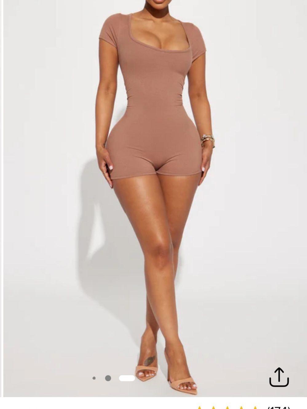 Andie Mocha Short-Sleeve Romper Bodysuit